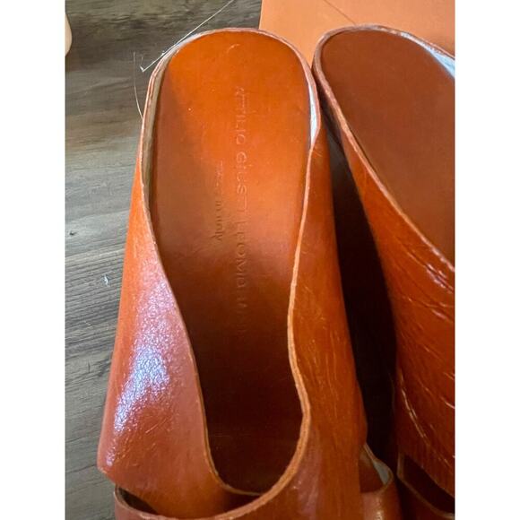 AGL Orange Leather Slip-On Platform Sandals 38.5/8 - Picture 6 of 7
